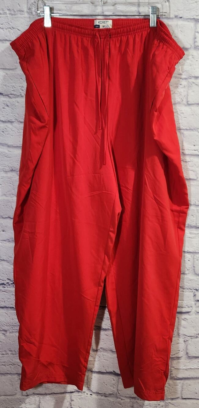 Koret Woman Sport Red Drawstring Waist Lined Sweatpants 22W Plus Lightweight